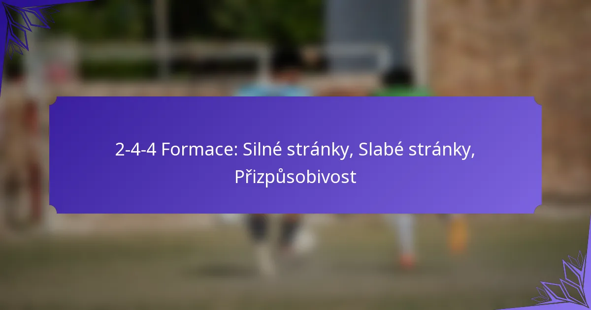 2-4-4 Formace: Silné stránky, Slabé stránky, Přizpůsobivost