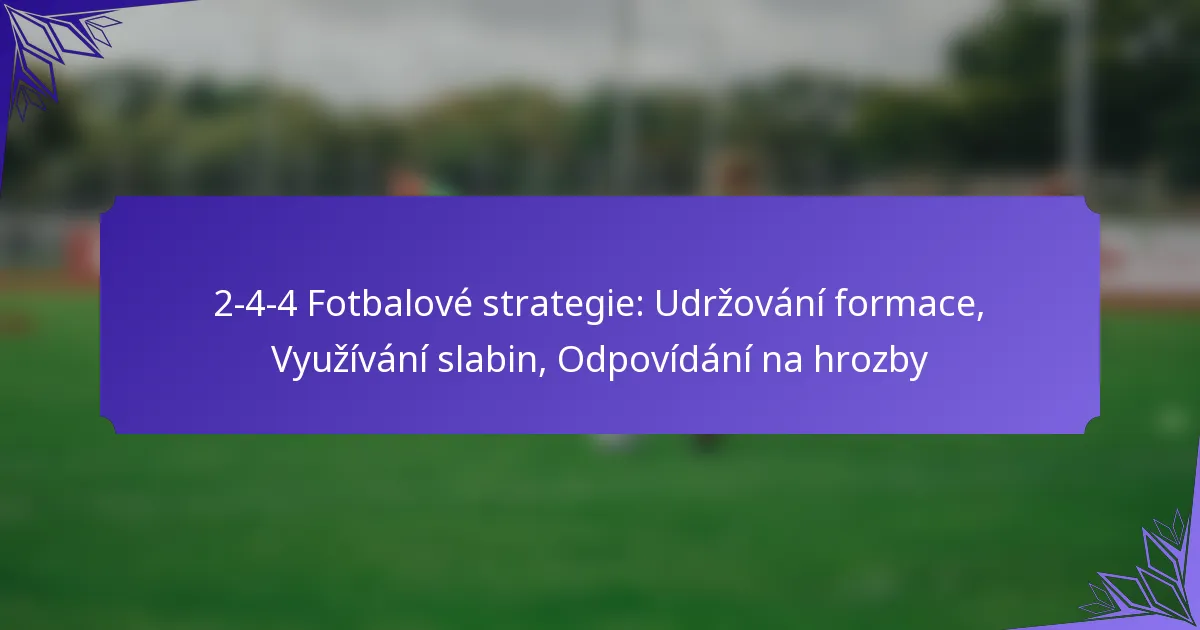 2-4-4 Fotbalové strategie: Udržování formace, Využívání slabin, Odpovídání na hrozby